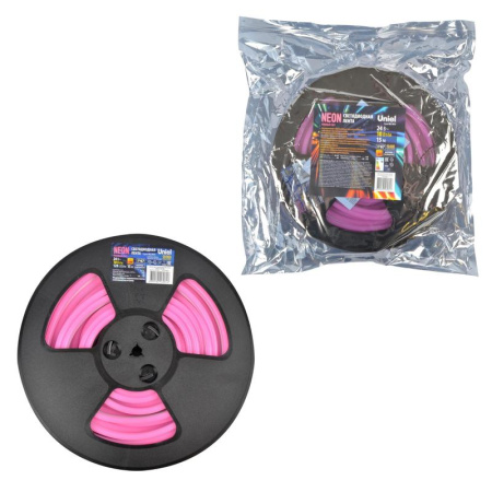 Лента светодиодная ULS-N11-2835-120LED/m-8mm-IP67-DC24V-10W/m-15M-PINK NEON герметичн. уп. роз. свет (уп.15м)  UL-00009104