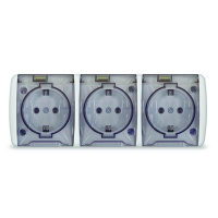 Розетка 3-м ОП Клио 16А IP54 с заземл. с прозр. крышкой бел.  К2235