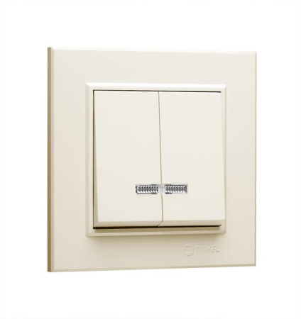 Выключатель 2-кл. СП Karea 10А IP20 с подсветкой крем.  56010023