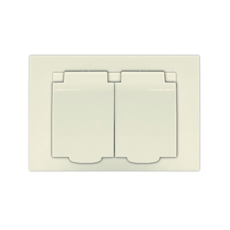 Розетка 2-м СП Афина 16А IP20 с заземл. c крышкой в сборе сл. кость (ivory)  A0031-I