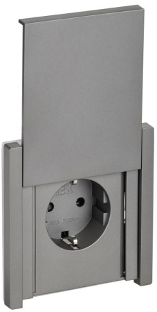 Розетка СП FORTE&PIANO16А IP44 FP519 с заземл. защ. шторки с крышкой безвинт. крепл. сталь  FP-R16-16-1-44-K46