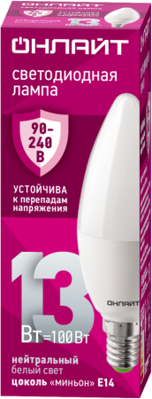 Лампа светодиодная 90 415 OLL-C37-13-230-4K-E14-FR (PRO 90-240В)  90415