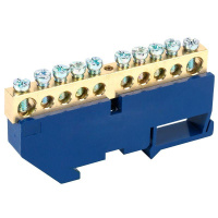 Шина "N" нулевая с синим изолятором на DIN-рейку 8х12мм стойка бол.10 групп  11-2348