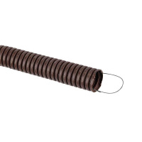 Труба гофрированная ПВХ d25мм с протяжкой темн. дерево (уп.25м) Plast PROxima  tg-z-25d