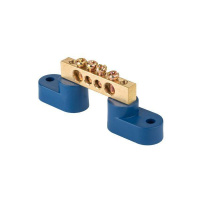 Шина нулевая N 8х12 4 отверстия 2 синих угловых изолятора латунь PROxima  sn0-125-04-2