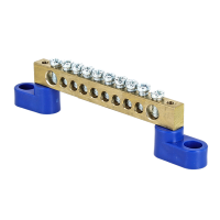 Шина нулевая N 8х12 10 отвер. латунь 2 син. угловых изолятора PROxima  sn0-125-10-2