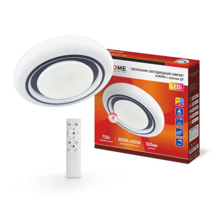 Светильник светодиодный COMFORT AURORA 75Вт 3000-6500К 6000лм 230В 480х80мм с пультом ДУ  4690612035741