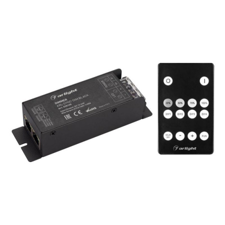 Диммер ARL-SYNC-DIM Black 12-24В 1х25А ПДУ 14 кнопки RF RJ45 IP20 метал.  035135