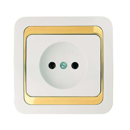 Розетка 1-м СП Mimoza 16А IP20 без заземл. бел./зол.  12202