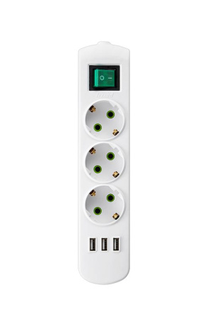 Колодка 3-м с заземл. Letitia с выкл. с USB разъемом  721-0300-302U