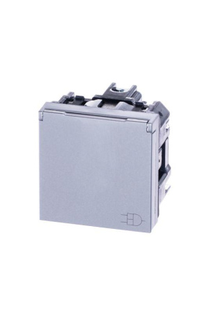 Розетка 1-м СП 2мод. Zenit 16А IP21 250В с заземл. Schuko защ. шторки с крышкой механизм серебр.  2CLA228810N1301