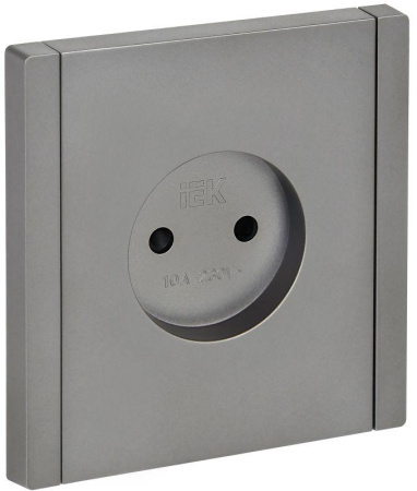 Розетка 1-м СП FORTE&PIANO FP517 10А без заземл. защ. шторки винт. крепл. сталь  FP-R13-10-K46