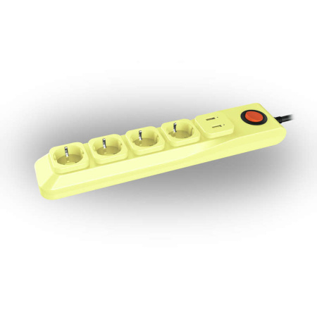Удлинитель с сетевым фильтром 4х3м с заземл. 10А Lux SGSL5-3U IVORY 1хUSB 1А ПВС 3х0.75 защита от перенапряж. короткого замыкания  UL-00001760