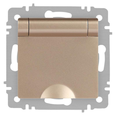 Розетка Accent 6-203-04 2P+E Schuko с крышкой 16А-250В IP20 СУ шампань  Б0063738