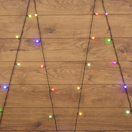 Гирлянда светодиодная "Шарики" 5м d15мм 30LED RGB 3.6Вт 220-240В IP20 провод ПВХ темн. зел.  303-539