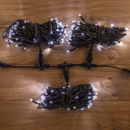 Гирлянда светодиодная "LED ClipLight" 3 нити х10м 198LED бел. 18Вт 24В IP65 трансф. в компл. провод ПВХ черн.  323-315