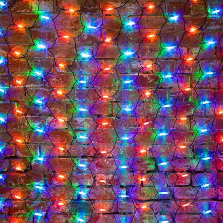 Гирлянда светодиодная "Сеть" 2х1.5м 288LED мультиколор 43Вт IP67 провод каучук черн.  217-119