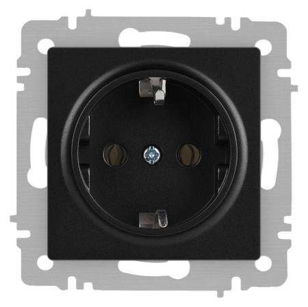 Розетка Accent 6-202-05 2P+E Schuko 16А-250В IP20 СУ антрацит  Б0063693