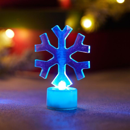 Фигура светодиодная "Снежинка" 1LED RGB 1Вт IP20 на подставке элементы питания 3хAG13(LR44) (в компл.)  501-055