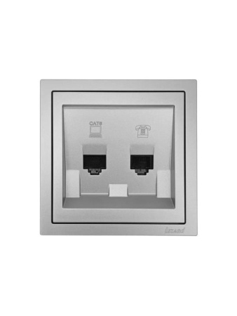 Розетка компьютер+телефон СП ZIMA IP20 с модулем Cat 6 сер. матов.  704-7488-144