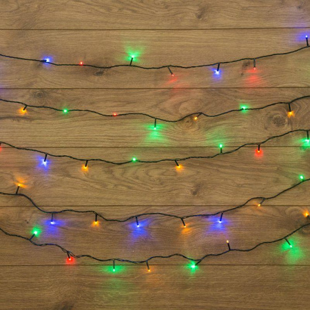 Гирлянда светодиодная "Твинкл Лайт" 20м 160LED мультиколор 10Вт 220-240В IP20 с контроллером 8 режимов провод ПВХ темн. зел.  303-119