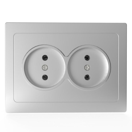 Розетка 2-м СП Pixel 16А IP20 без заземл. в сборе алюм.  TKE-PX-R2F-C03