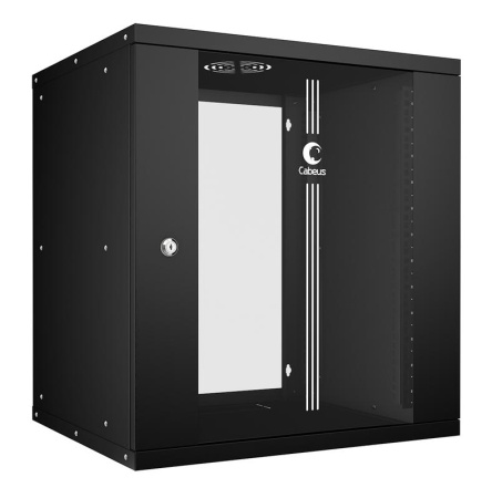 Шкаф телекоммуникационный настенный разборный LIGHT WSC-05D-12U55/45-BK 19дюйм 12U дверь стекло черн.  10180c