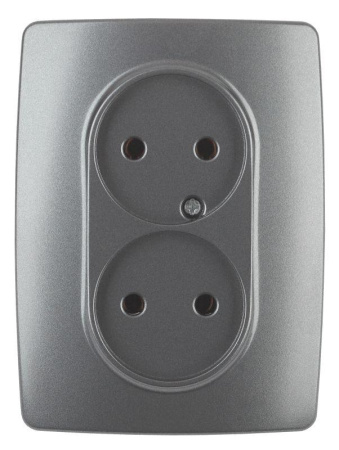 Розетка 2-м СП 12 12-2107-12 16А IP20 16AX 250В 2х2P графит  Б0031244