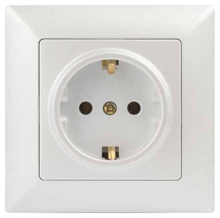 Розетка 1-м СП Solo 4-202-06 16А 250В IP20 2P+E Schuko с заземл. перламутр  Б0053654