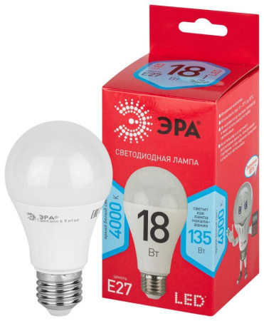Лампа светодиодная RED LINE LED A65-18W-840-E27 R 18Вт A65 груша 4000К нейтр. бел. E27  Б0052381