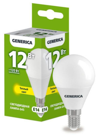 Лампа светодиодная G45 12Вт шар 3000К E14 230В  LL-G45-12-230-30-E14-G