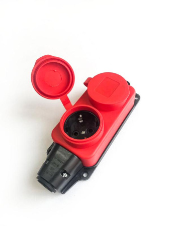Колодка удлинителя 2-м 16А IP44 с заземл. каучук красн.  KKsm-2g-Z-IP(R)16A