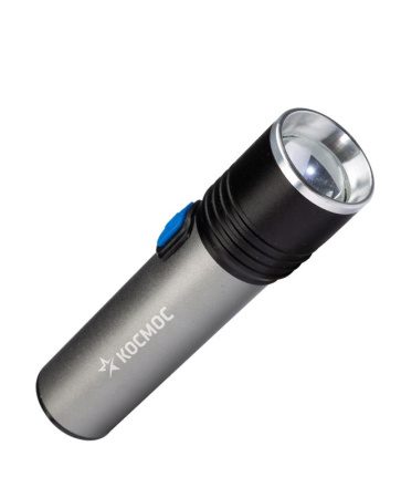 Фонарь аккумуляторный ручной LED 3Вт линза зум аккум. Li-ion 18650 1.2А.ч USB-шнур анодир. алюм.  KOS111Lit