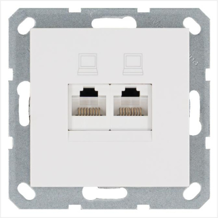 Розетка компьютерная 2-м RJ45 IP20 кат. 5E механизм бел. глянцевый  G6106W