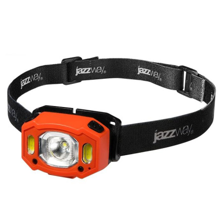 Фонарь аккумуляторный налобный AccuH3-L5W-og zoom LED 5Вт + 2хRED SMD IP54 5 режимов: 100проц. 180лм 3.5ч/50проц. 110лм 5.5ч/30проц. 65лм 15ч/красн. 28ч/мигающ. красн. 12ч аккум. 1.2А.ч управл. жестами оранж.  5036673