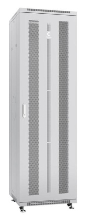 Шкаф монтажный телекоммуникационный напольный ND-05C-42U60/60 19дюйм для распред. и серверн. оборудования 42U 600х600х2055мм передн. и задн. перфорир. двери ручка с замком сер. (RAL 7035)  7227c