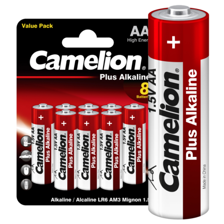 Элемент питания алкалиновый AA/LR6 1.5В Plus Alkaline LR6-BP8 BL-8 (блист.8шт)  14133