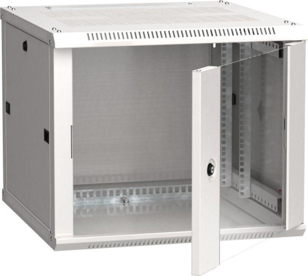 Шкаф 19дюйм LINEA W 9U 600х600мм настен. стекл. дверь RAL7035  LWR3-09U66-GF