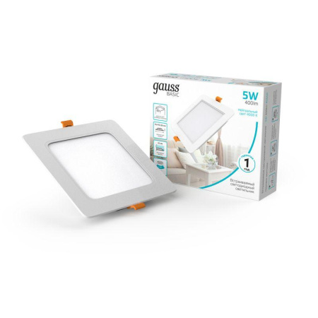 Светильник светодиодный Basic Downlight 5Вт 4000К IP20 400лм 170-260В 95х26 квадрат бел.  9031420205