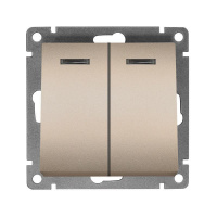 Выключатель 2-кл. СП Афина 10А IP20 с подсветкой механизм шампань  A0123-Br