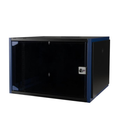 Шкаф настенный 19дюйм 7U 600х450 дв. стекл. черн.  DR-600011