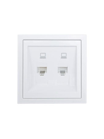 Розетка компьютерная 2-мест. ZIMA IP20 бел.  704-0288-141