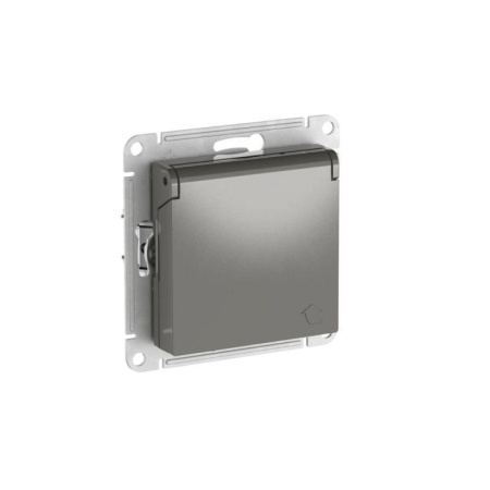 Розетка AtlasDesign 16А IP20 с заземл. со шторками с крышкой быстрозажим. клем. механизм сталь SE ATN000946S