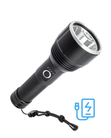 Фонарь аккумуляторный ручной 20Вт LED съемный Li-ion 26650 5000мА.ч Power-bank корпус анодир. алюм. индикатор уровня заряда USB-шнур type C ремешок ручной  KOC130Lit