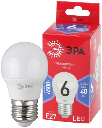 Лампа светодиодная RED LINE LED P45-6W-865-E27 R 6Вт P45 шар 6500К холод. бел. E27  Б0045357