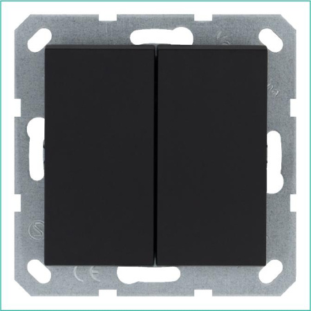Переключатель проходной 2-кл. 10А IP20 механизм черн. матовый soft touch  G3022PB