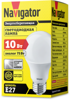 Лампа светодиодная 94 388 NLL-A60-10-230-4K-E27 10Вт грушевидная 4000К нейтр. бел. E27 820лм 176-264В Navigator 94388 Лампа светодиодная 94 388 NLL-A60-10-230-4K-E27 10Вт грушевидная 4000К нейтр. бел. E27 820лм 176-264В Navigator 94388