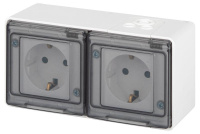 Розетка Эксперт 11-2504-01 2х2P+E гориз. IP55 шторки 16А-250В ОУ бел.  Б0063262