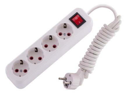Удлинитель 4х2м с заземл. 16А IP20 Lila с выкл.  720-0402-402