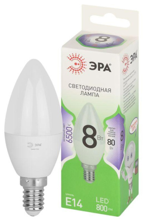 Лампа светодиодная GREEN LINE B35-8W-865-E14 GL E14 8Вт свеча свет холод.  Б0067101